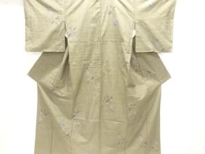 草花模様織り出し手織り紬着物